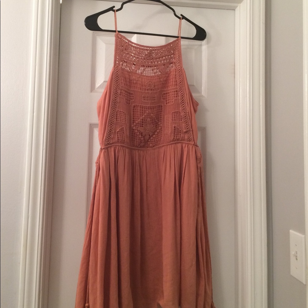 Rusted peach color crochet dress