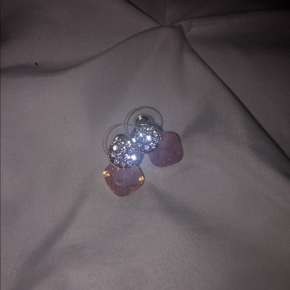 Pink/diamond earrings