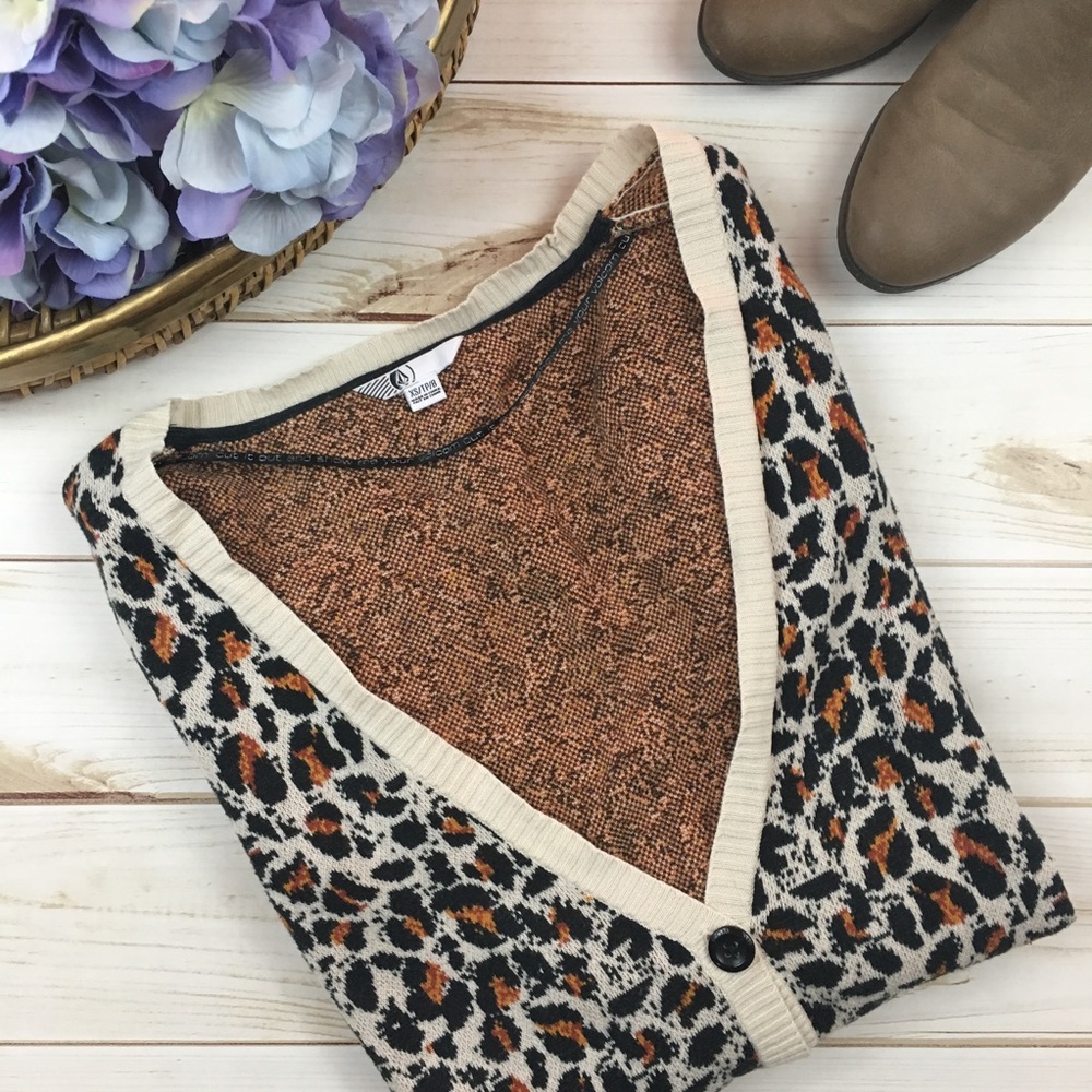 Volcom Cheetah Print Cardigan XS