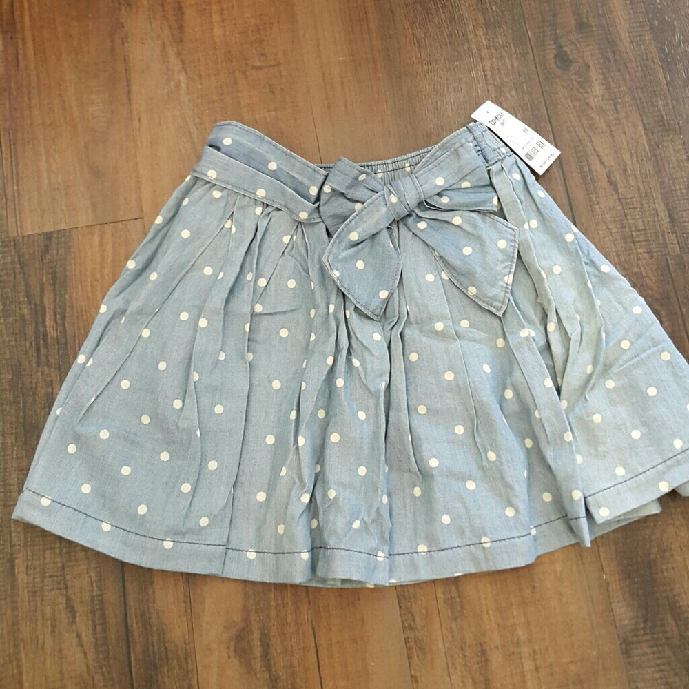 Chambray Polka Dot Tie Waist Skirt