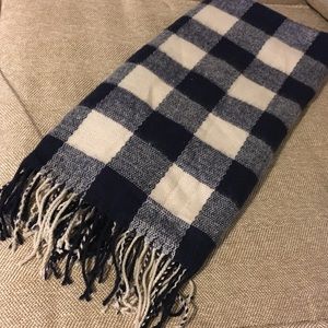 Navy plaid blanket scarf