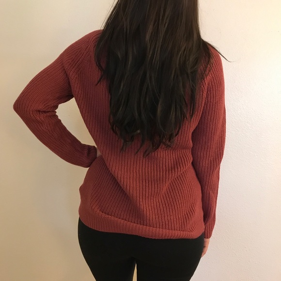 •LAST ONE• Dark Mauve Lace Up Sweater - Picture 5 of 8