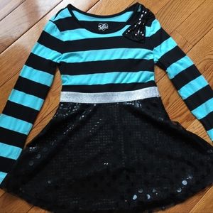 Justice Sparkle Dress w/ Sequin Bow GUC
