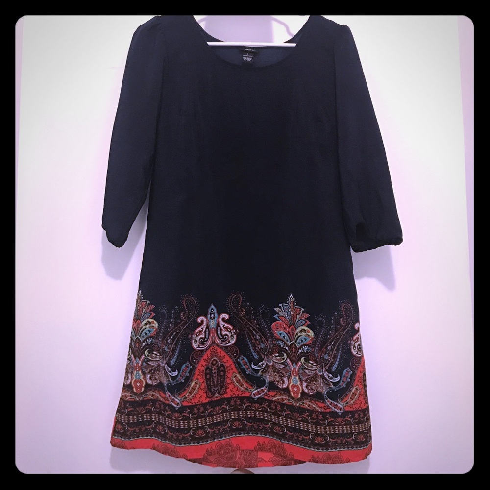 Long sleeve, navy dress