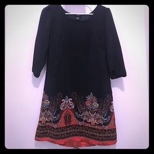 Long sleeve, navy dress