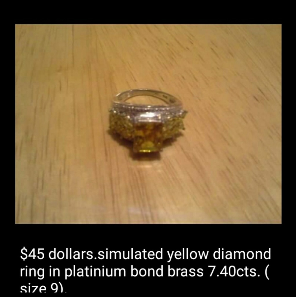 $45dls simulated yellow diamond ring