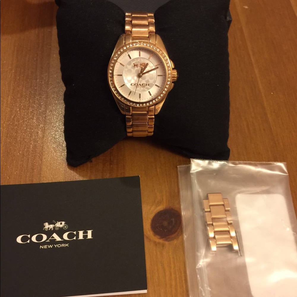 Coach watch rose gold with Swarovski