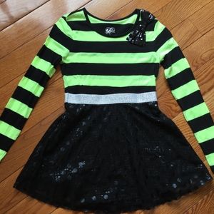 Justice Sparkly Black/Neon Sequin Dress  Size 10