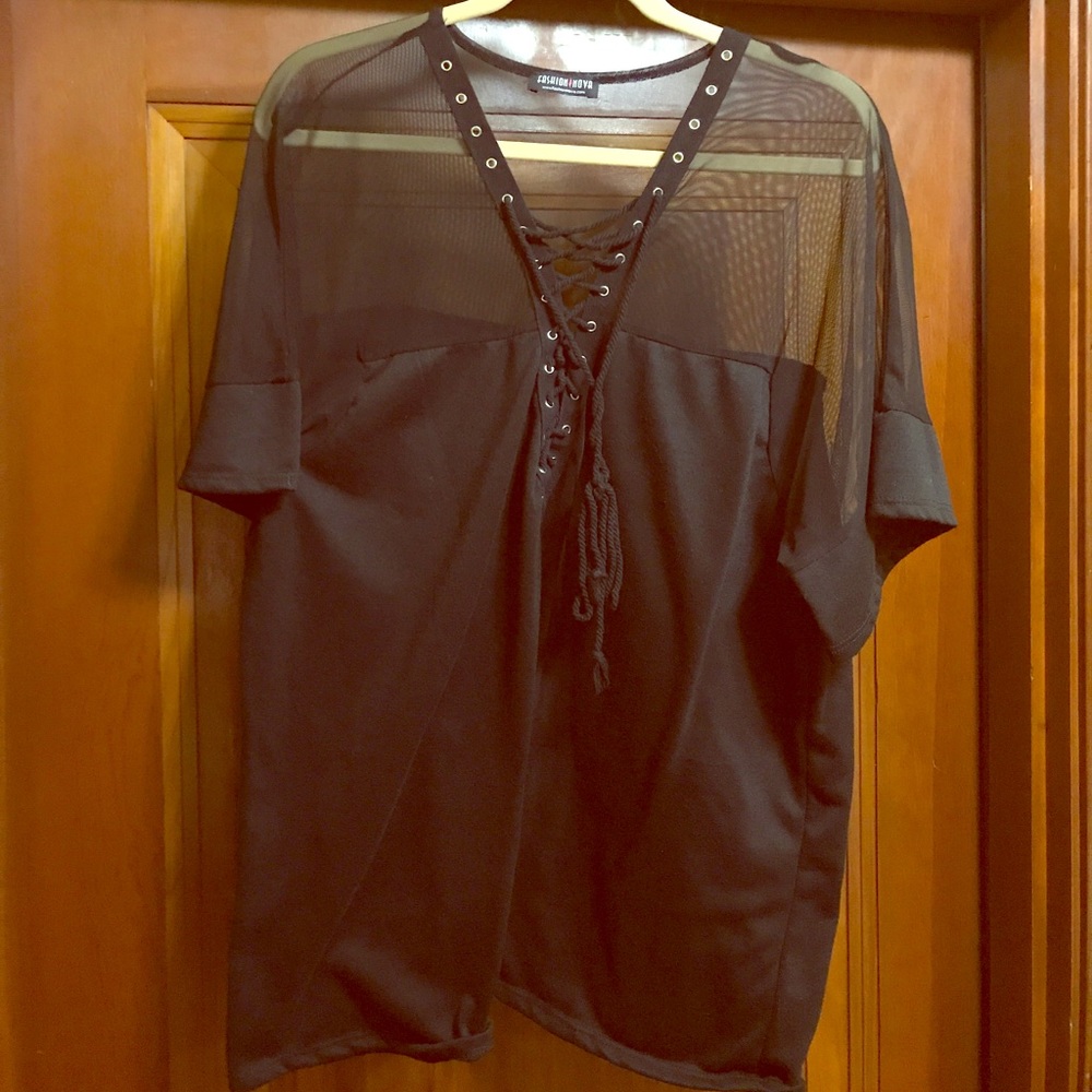 Black lace up top