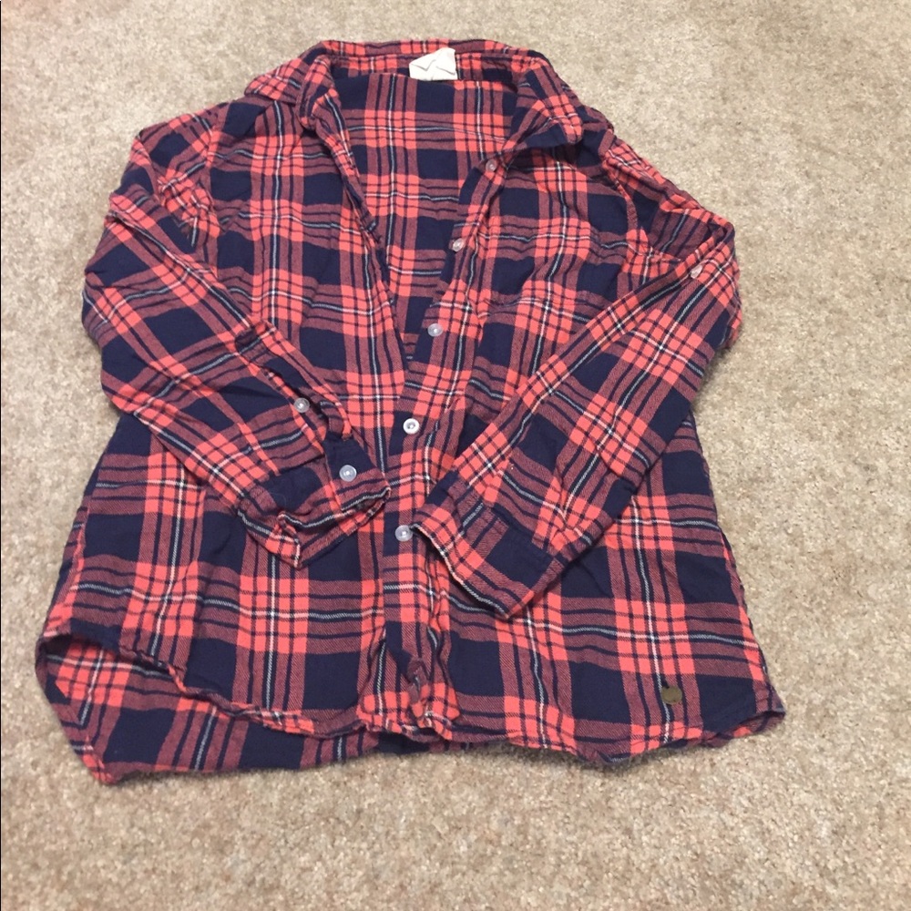 coral and blue flannel
