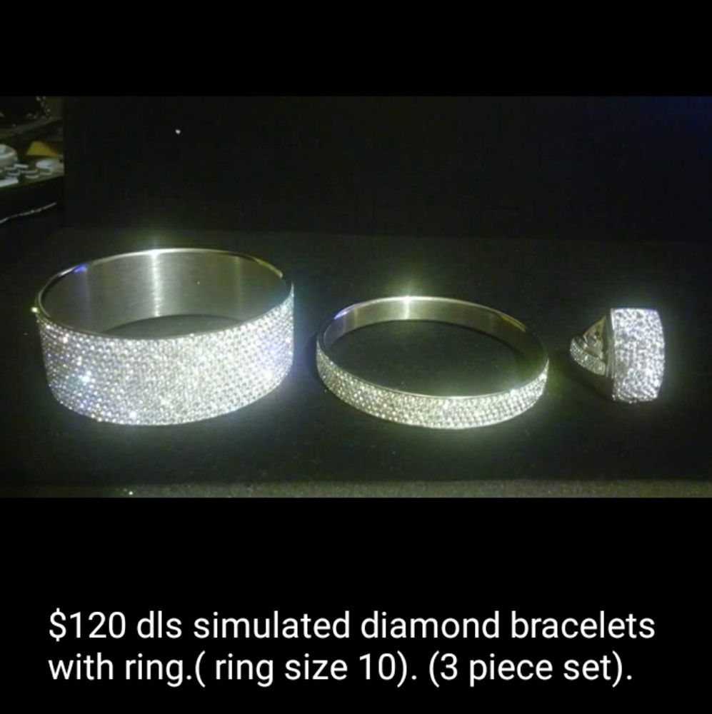 $120dls simulated diamont bracelets with ring