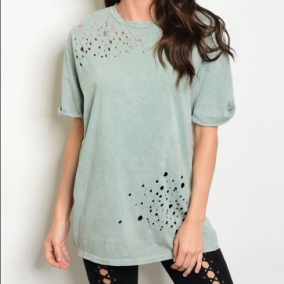 •LAST• mint distressed Tee - Picture 3 of 3