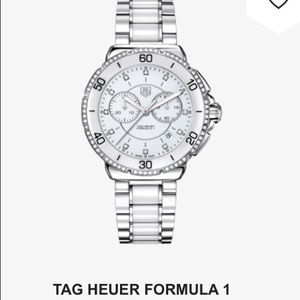 Women's White Tag Heure Watch with Diamonds