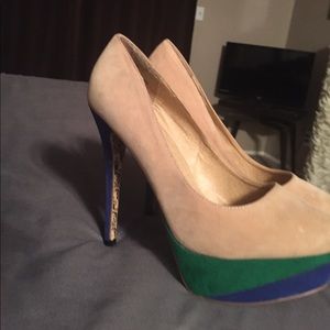Sheikh high heels suede tan green blue