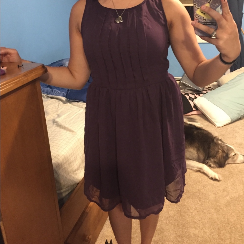 midnight purple ruffled dress