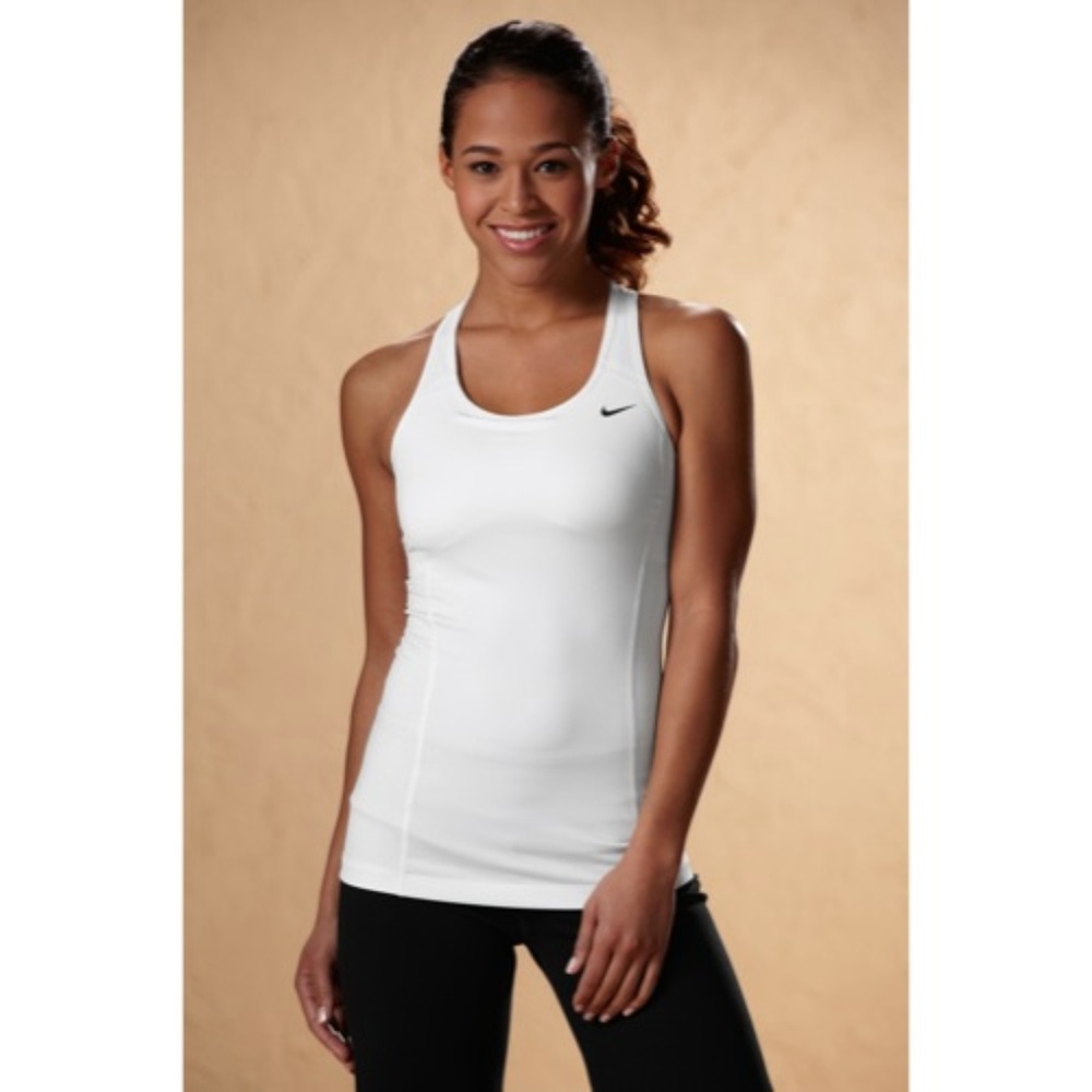 NWT Nike 434403 Shape Long Victory Bra top S White