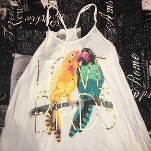 Love Birds white tank top