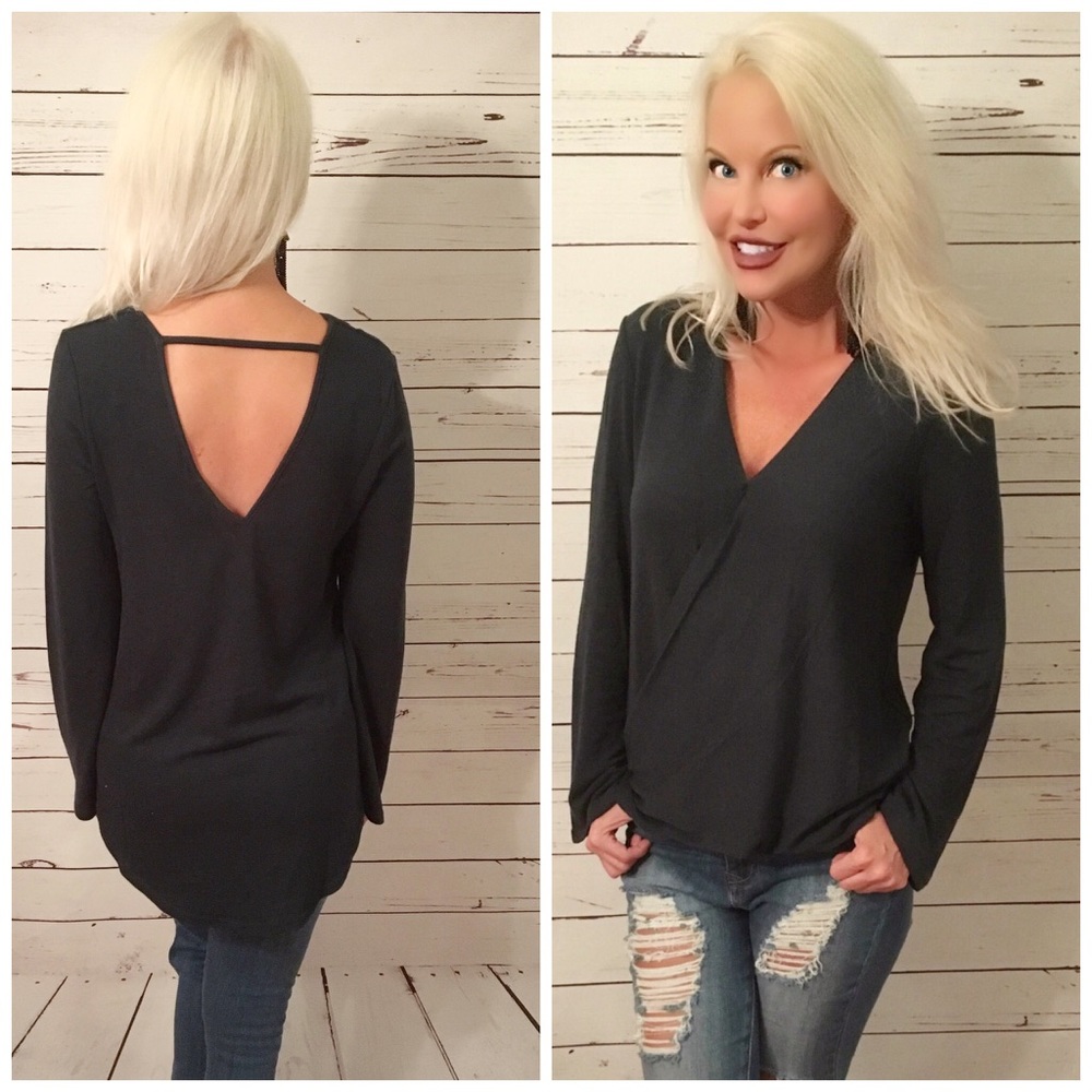 LAST ONE 💕 Hunter Green Surplice Top! - Picture 1 of 2