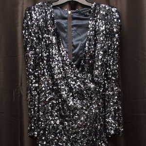 French Connection grey long sleeve sequin dress