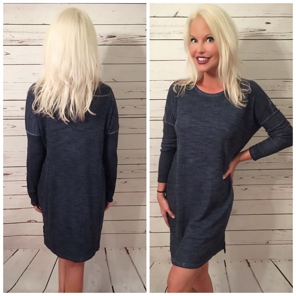LAST 1!! Denim Wash sweater dress - Picture 2 of 2