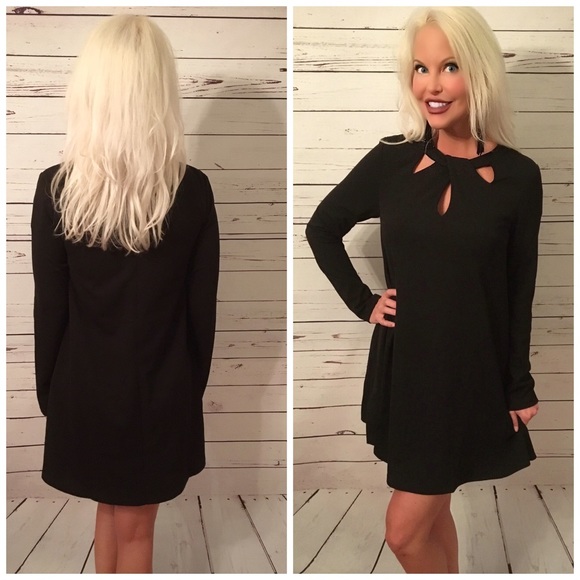 AVAILABLE Jersey Knit Black cut out swing dress - Picture 2 of 2