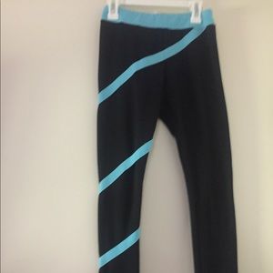 Teal spiral ice skating leggings