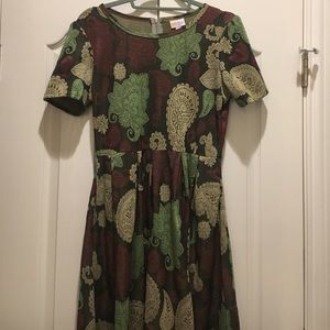 LuLaRoe L Amelia Chocolate brown with paisley