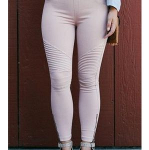 Light Pink Moto Jeggings