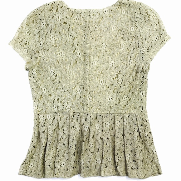 💙 5 for $25 - Tan Lace Button up Peplum Top - Picture 2 of 2