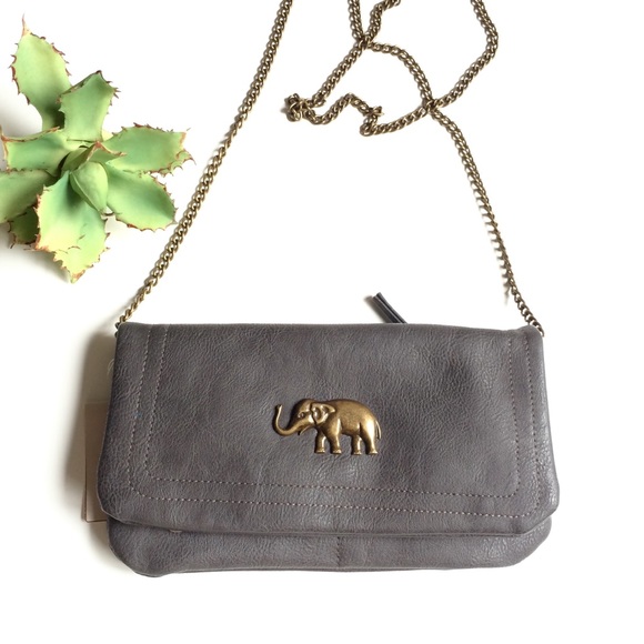 Francesca’s Dark Grey Elephant Clutch Shoulder Bag