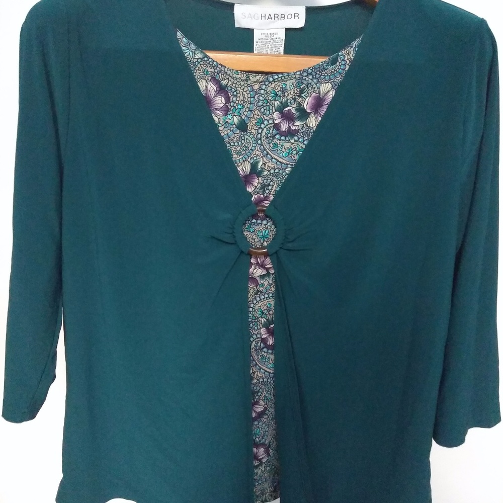 Sag Harbor Medium Work Blouse Shirt