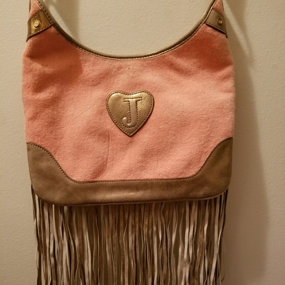 JUICY COUTURE Authentic PURSE w/ FRINGE Pink/Brown - Picture 3 of 3