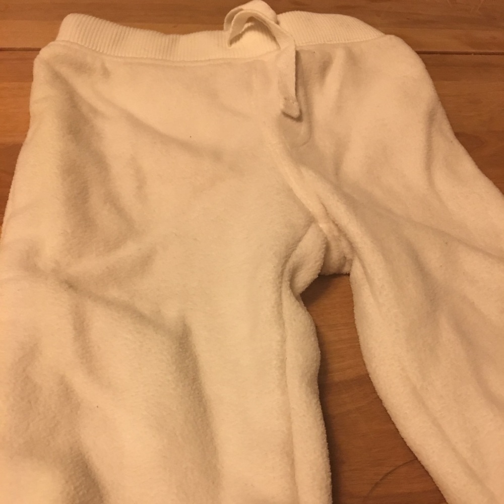 Unisex white fleece pants