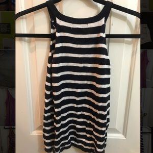 High neck sleeveless striped top