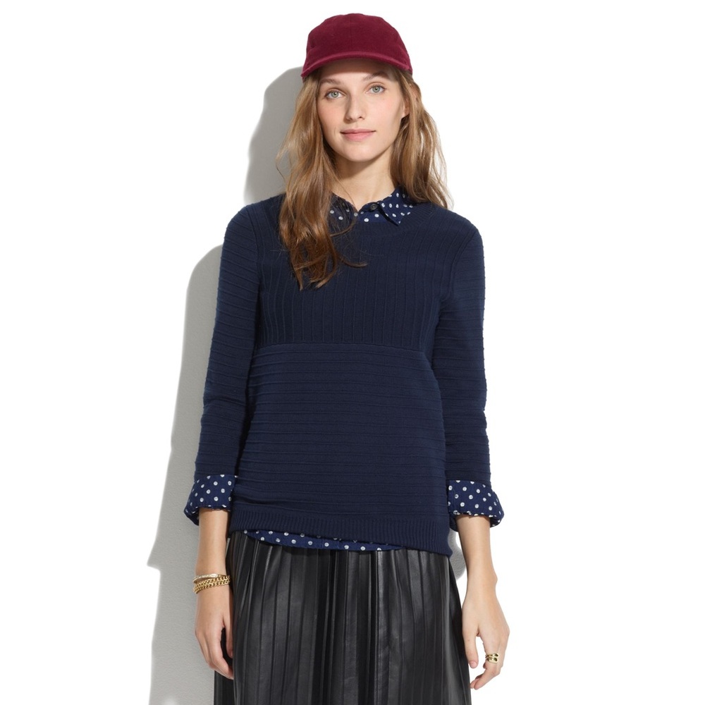 Madewell Navy Linear Stitch Sweater