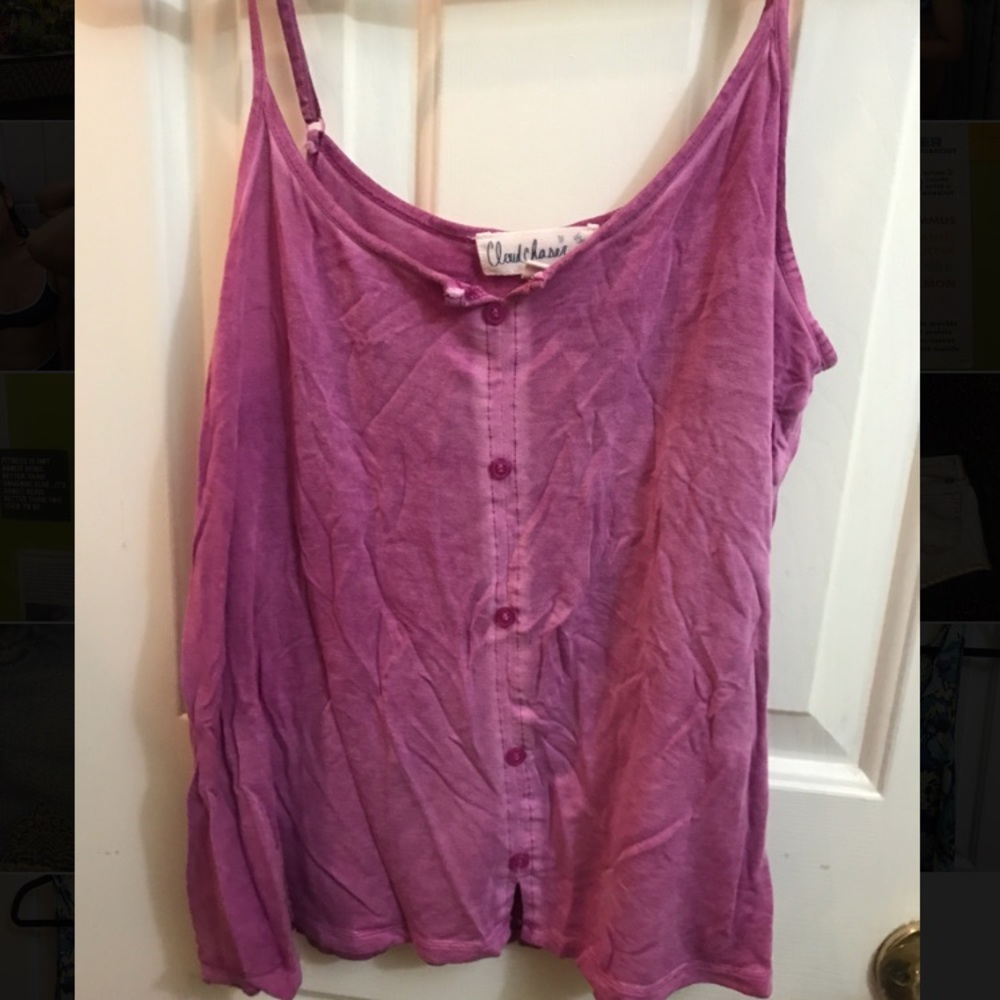 Flowy, magenta button down tank top