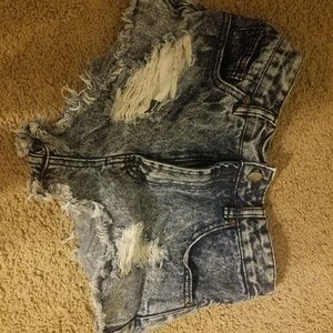High waisted denim shorts