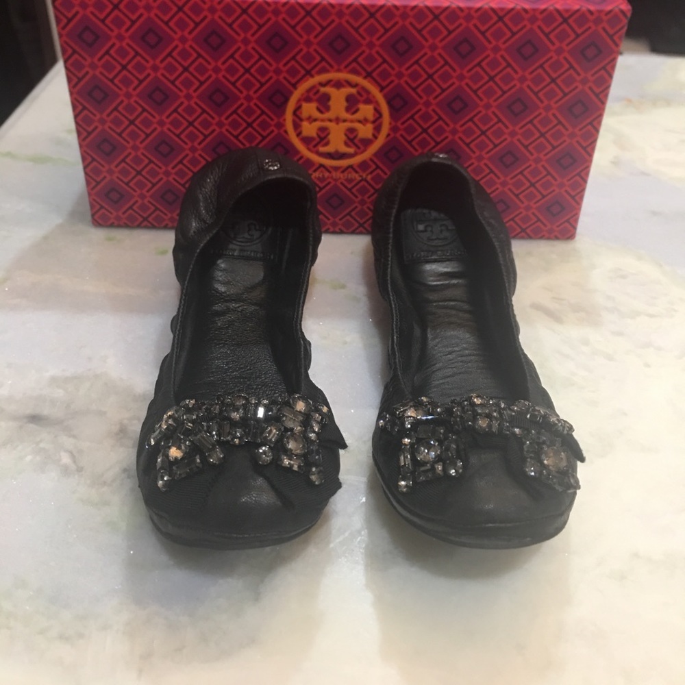 Tory Burch black with stones Azalea ballet