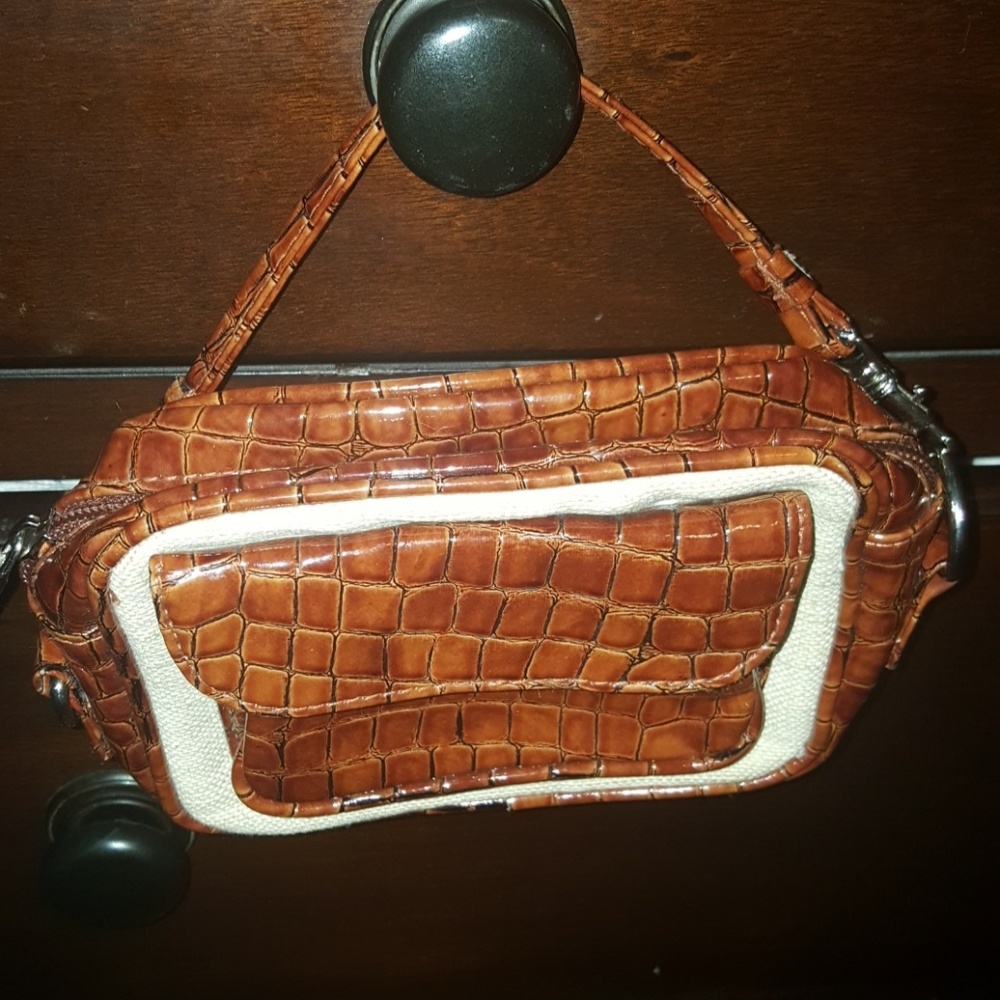 Faux brown snakeskin wristlet