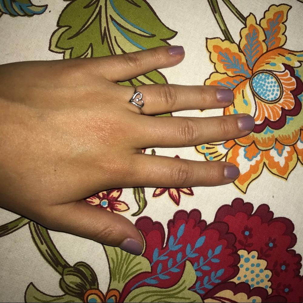 Heart shaped sterling silver ring