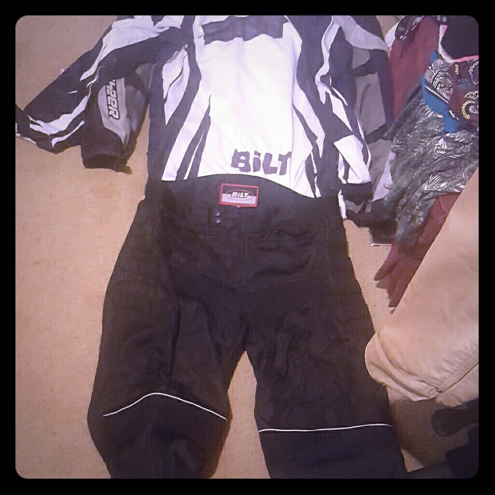 Full motorcycle gear. Helmet, gloves, jacket,shirt