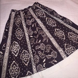 Brown & gold ikat & floral skirt