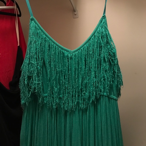 Nordstrom Dresses & Skirts - Green maxi dress with fringe