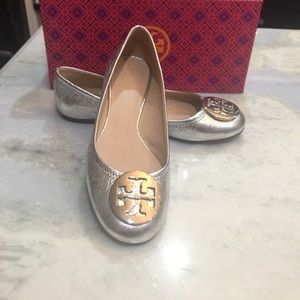 Tory Burch palladium nickel ballet