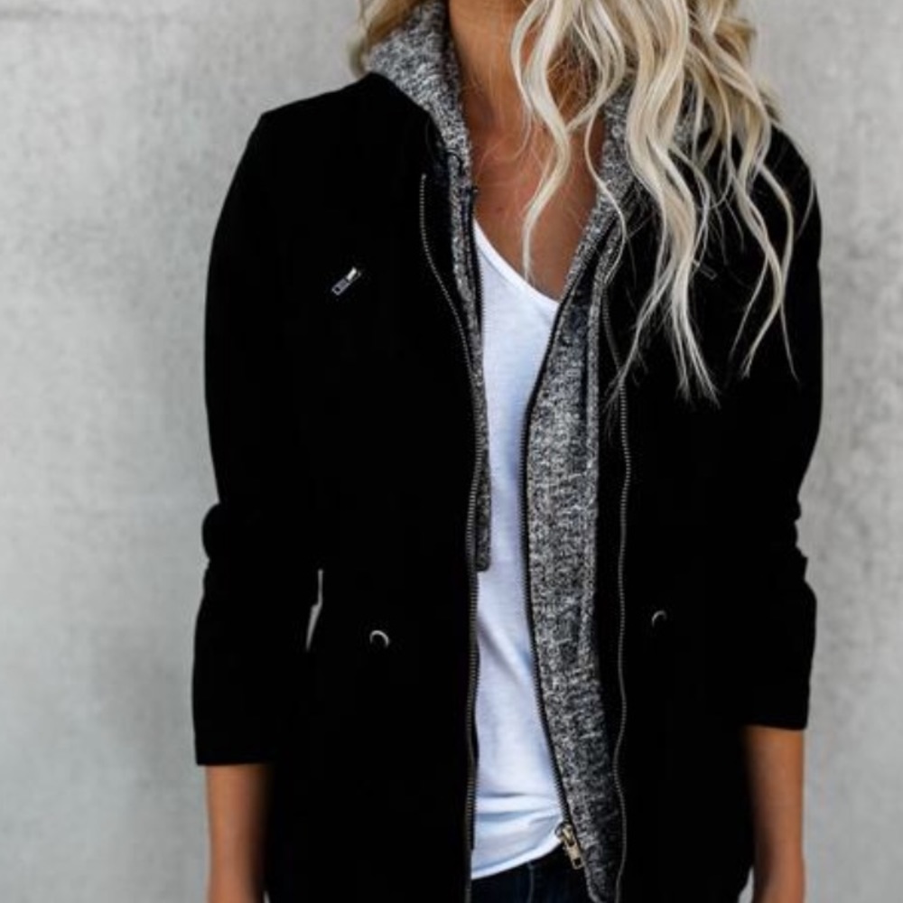 Midnight Tryst Black Cotton Contrast Jacket