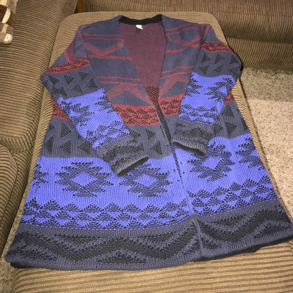 Tribal knit knee length sweater