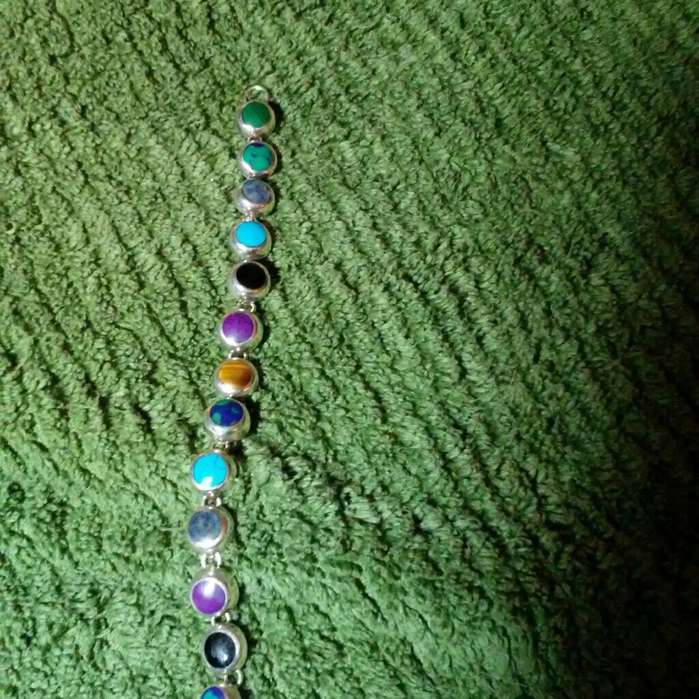 .925 bracelet with polished stones