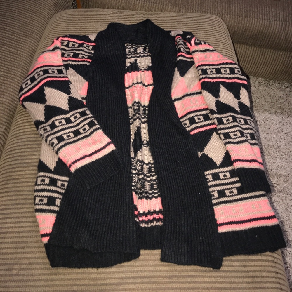 Peach Black and Tan tribal sweater.