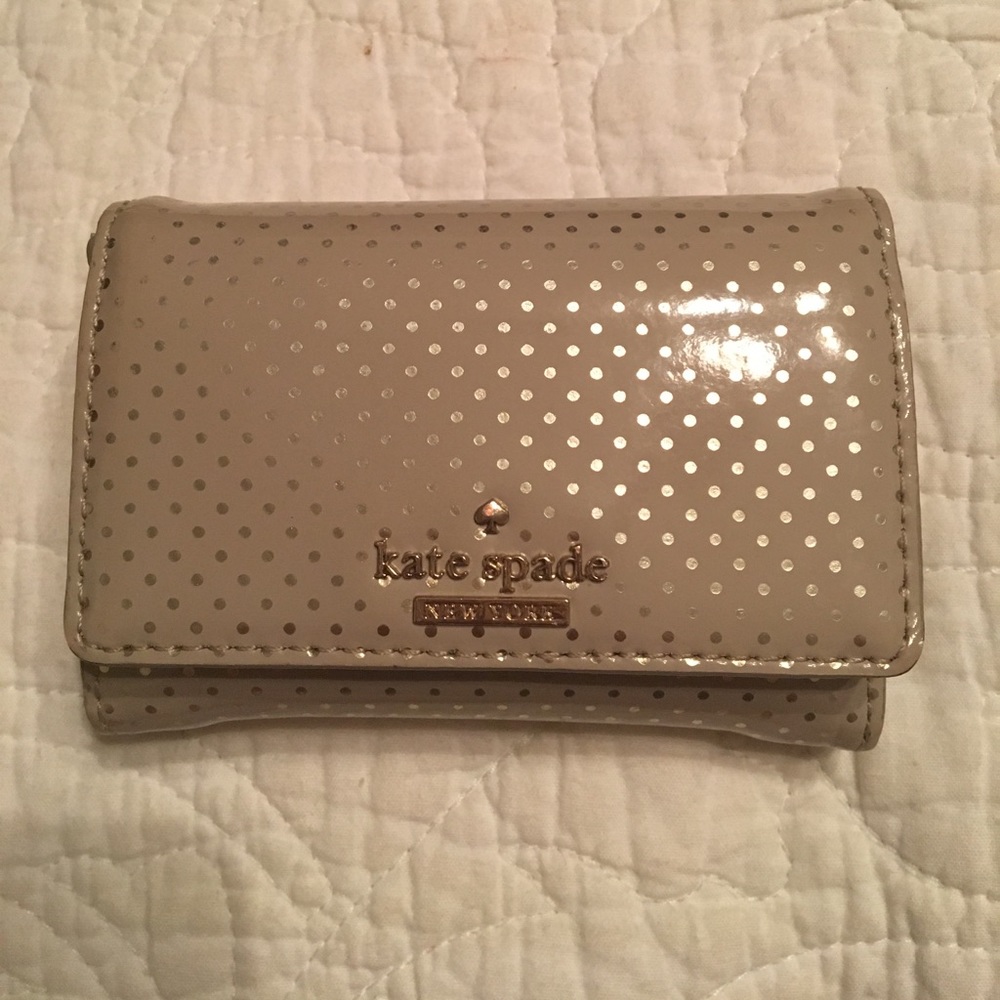 Kate Spade Biege & Rose Gold Polka Dot Wallet
