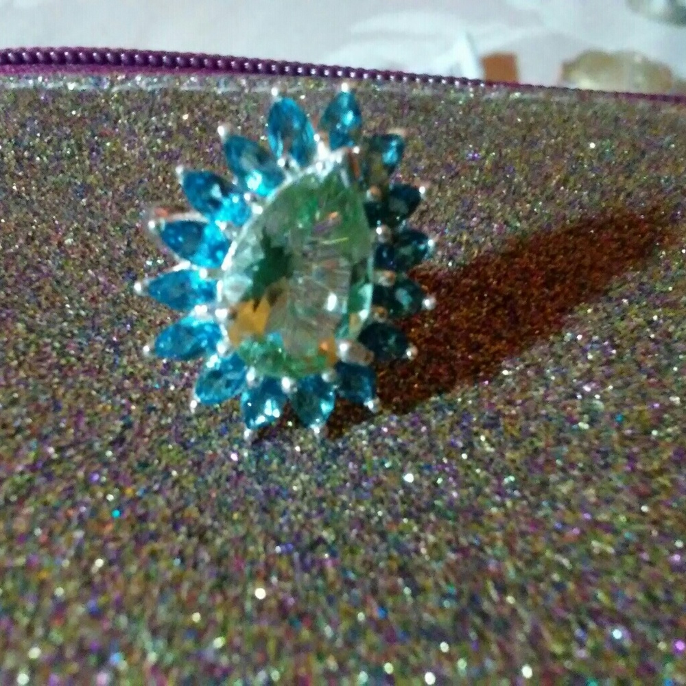 .925 blue topac green amethyst